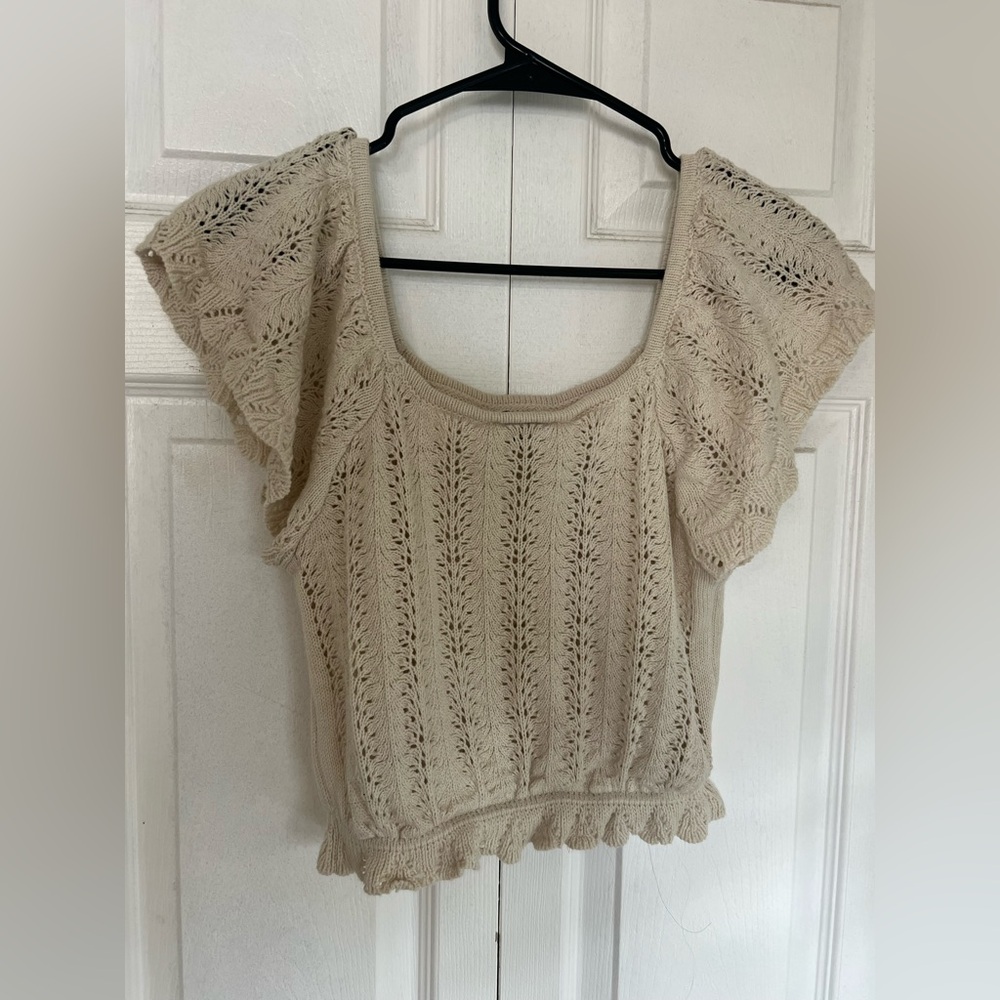 Freshman Beige Crochet Skirt Set